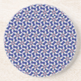 Geometric Patterns - Red and Blue Pinwheel Coaster コースター