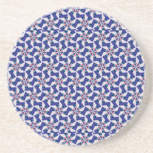 Geometric Patterns - Red and Blue Pinwheel Coaster コースター (正面)