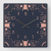 Geometric perfection in an Art Deco スクエア壁時計 (正面)