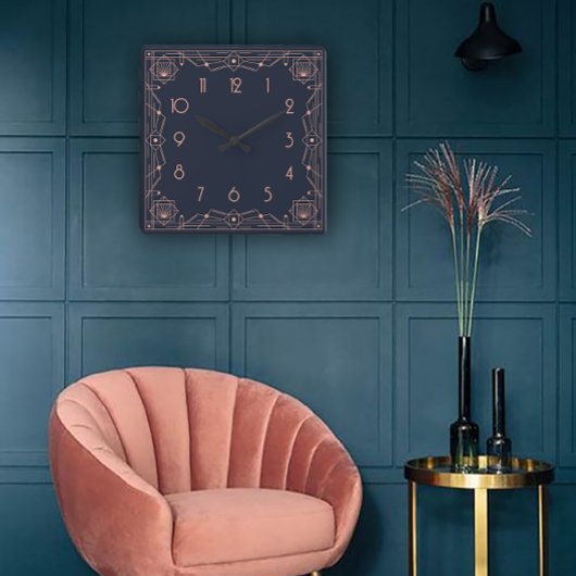 Geometric perfection in an Art Deco スクエア壁時計