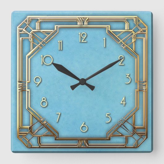 Geometric perfection in an Art Deco Wall Clock スクエア壁時計 (正面)