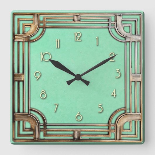 Geometric perfection in an Art Deco Wall Clock スクエア壁時計 (正面)