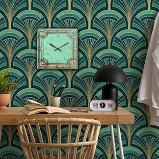 Geometric perfection in an Art Deco Wall Clock スクエア壁時計