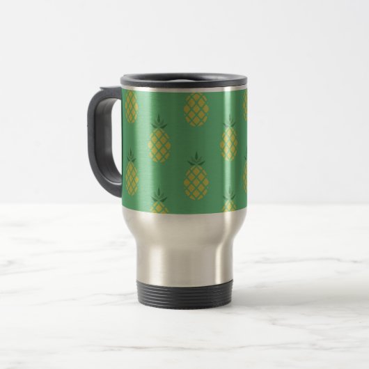 Geometric Pineapple Pattern on Green トラベルマグ (正面左)