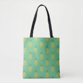Geometric Pineapple Pattern on Green トートバッグ (正面)