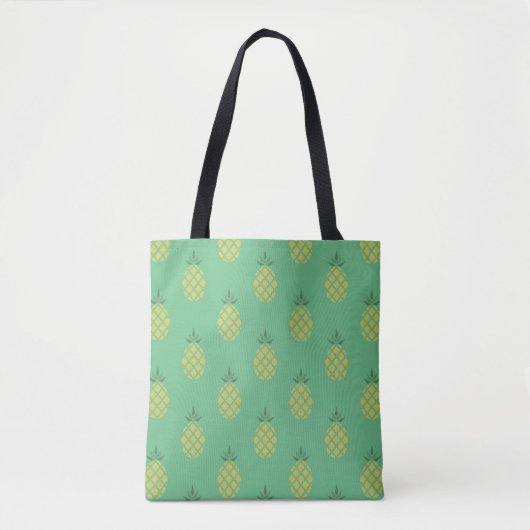 Geometric Pineapple Pattern on Green トートバッグ (正面)