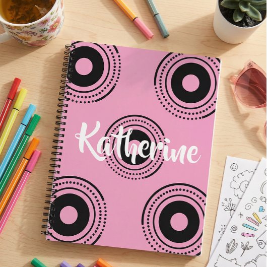 Geometric pink aesthetic Spiral Notebook for her ノートブック