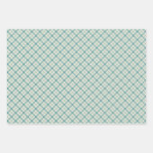 Geometric Plaid Pattern in Peach and Teal ラッピングペーパーシート (正面3)