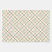 Geometric Plaid Pattern in Peach and Teal ラッピングペーパーシート (正面)