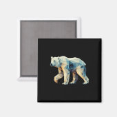 Geometric Polar Bear – ジオメトリモチーフ – 環境 マグネット (正面/裏面)