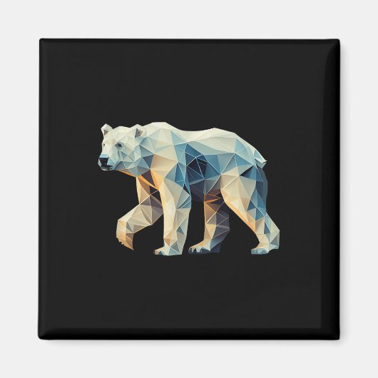 Geometric Polar Bear – ジオメトリモチーフ – 環境 マグネット (正面)