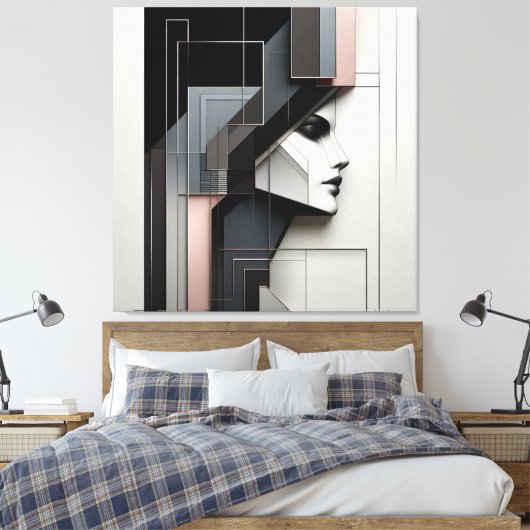 Geometric Portrait Study キャンバスプリント (インサイチュ (寝室))