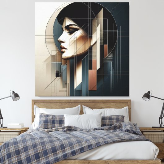 Geometric Profile Composition キャンバスプリント (インサイチュ (寝室))