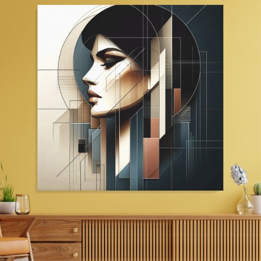 Geometric Profile Composition キャンバスプリント (インサイチュ (リビング))