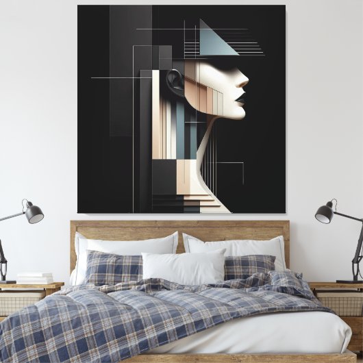 Geometric Profile/ Geometrisches Profil キャンバスプリント (インサイチュ (寝室))