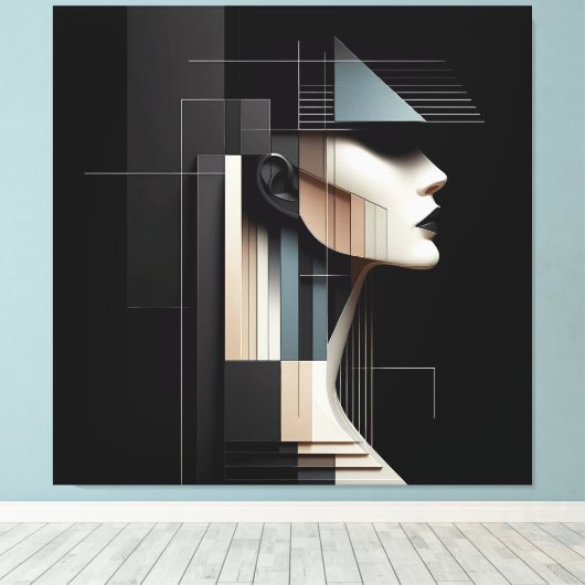 Geometric Profile/ Geometrisches Profil キャンバスプリント (インサイチュ (ウッドフロア))
