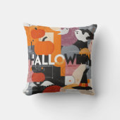 Geometric Pumpkins and Ghosts クッション (正面)