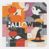 Geometric Pumpkins and Ghosts スクエアシール (正面)