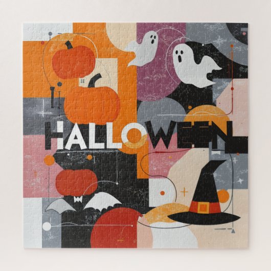 Geometric Pumpkins and Ghosts 676-piece ジグソーパズル (縦)