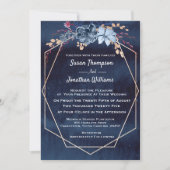 Geometric Purple Waterカラー結婚フローラ 招待状 (正面)