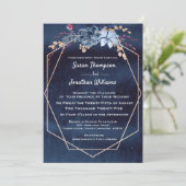 Geometric Purple Waterカラー結婚フローラ 招待状 (スタンド正面)