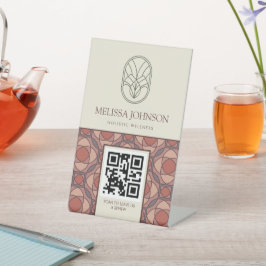 Geometric QR Code Pedestal Table Sign 台座サイン