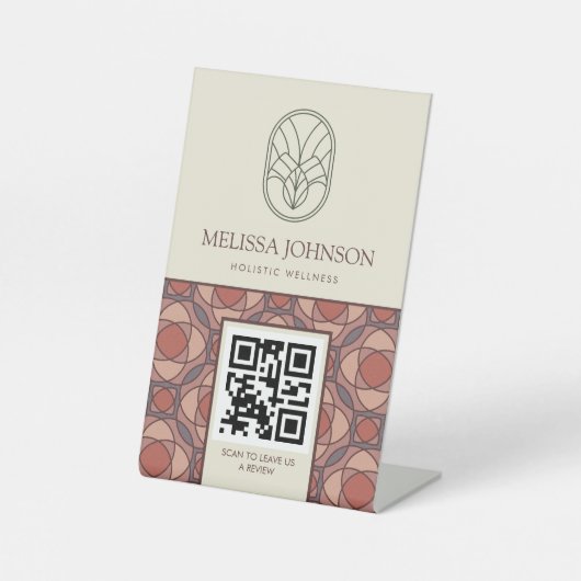 Geometric QR Code Pedestal Table Sign 台座サイン (正面)