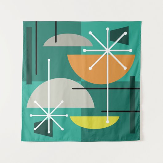 Geometric Quadrants Abstract Art タペストリー (正面(横))