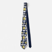 Geometric Rectangle Pattern Tie in Ivory and Gold  ネクタイ (正面)