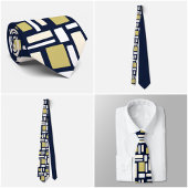 Geometric Rectangle Pattern Tie in Ivory and Gold  ネクタイ