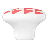 Geometric Red And Off-White Triangles Door Knob セラミックノブ (側面)