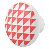 Geometric Red And Off-White Triangles Door Knob セラミックノブ (右)