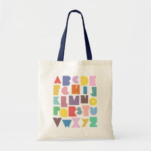 Geometric Retro Alphabet トートバッグ