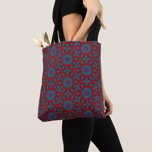 Geometric Rose Circle Pattern Tote トートバッグ (クローズアップ)