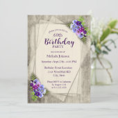 Geometric Rustic Pansies 60th Birthday 招待状 (スタンド正面)