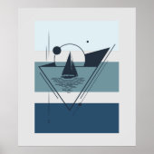 Geometric Sailboat Modern Art ポスター (正面)