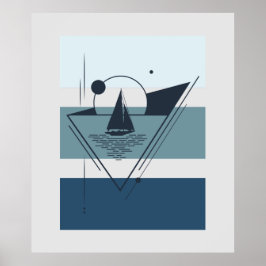 Geometric Sailboat Modern Art ポスター