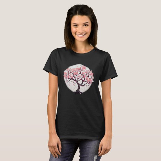 Geometric Sakura Bloom Cherry blossom tree of life Tシャツ (正面フル)