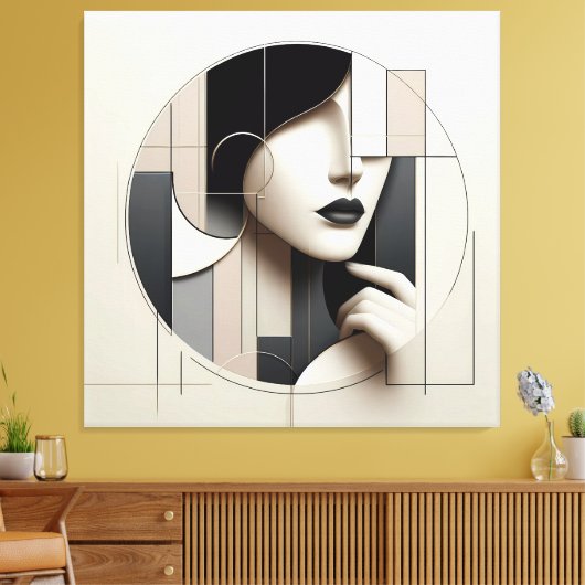 Geometric Sculpted Portrait キャンバスプリント (インサイチュ (リビング))