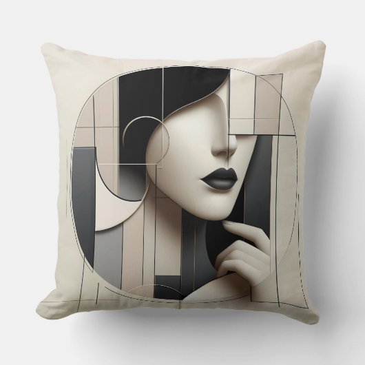 Geometric Sculpted Portrait  クッション (正面)