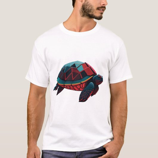 Geometric Sea Turtle Red Tシャツ (正面)