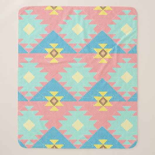 Geometric seamless pattern design, home decor ide シェルパブランケット (正面)