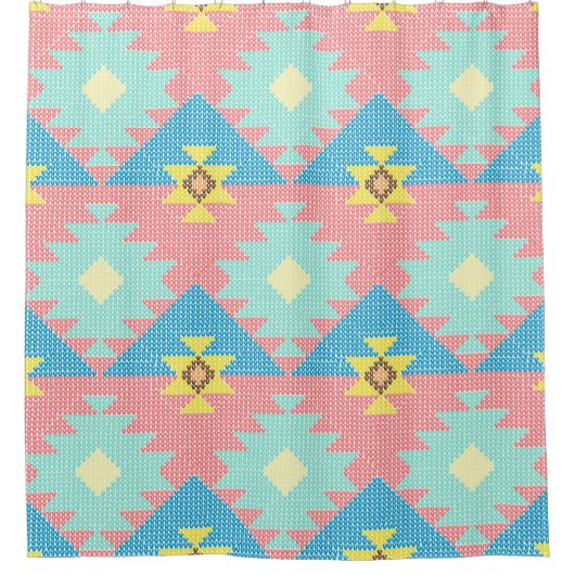 Geometric seamless pattern design, home decor ide シャワーカーテン (正面)
