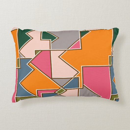 geometric seamless pattern, lines, orange, purple アクセントクッション (正面)