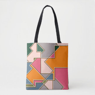 geometric seamless pattern, lines, orange, purple トートバッグ