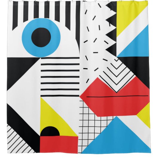 Geometric seamless pattern with abstract shapes シャワーカーテン (正面)