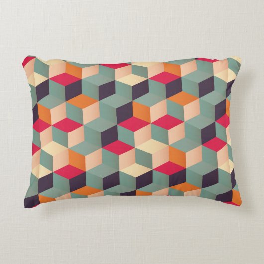 Geometric seamless pattern with colorful squares i アクセントクッション (正面)