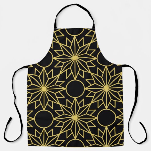 Geometric seamless pattern with stylized golden wi エプロン (正面)