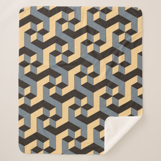 geometric seamless tile with complex rotating cubi シェルパブランケット (正面)
