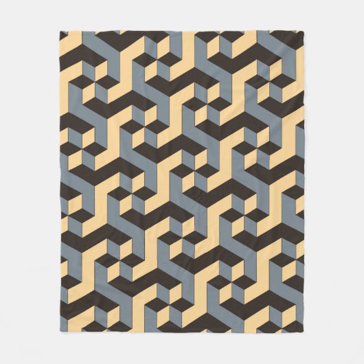 geometric seamless tile with complex rotating cubi フリースブランケット (正面)